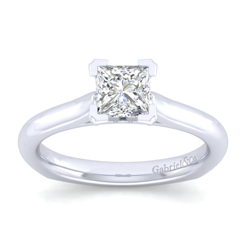 14K White Gold Princess Cut Diamond Engagement Ring