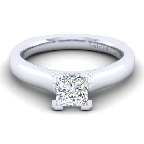 14K White Gold Princess Cut Diamond Engagement Ring