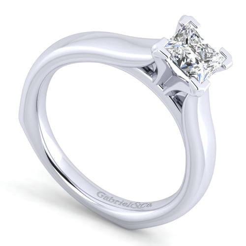 14K White Gold Princess Cut Diamond Engagement Ring