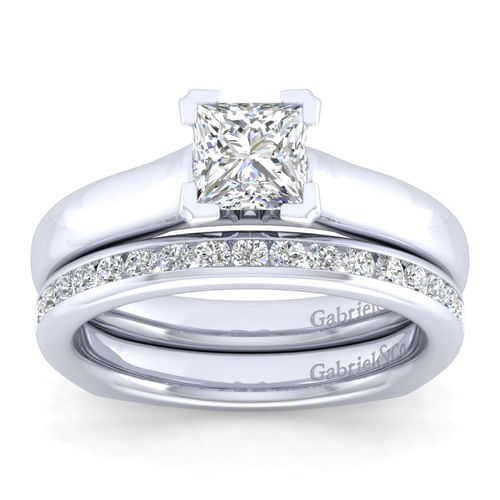 14K White Gold Princess Cut Diamond Engagement Ring