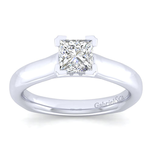 14K White Gold Princess Cut Diamond Engagement Ring