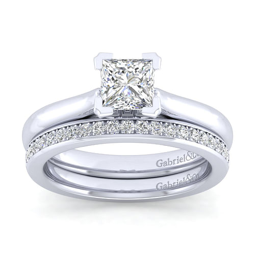 14K White Gold Princess Cut Diamond Engagement Ring