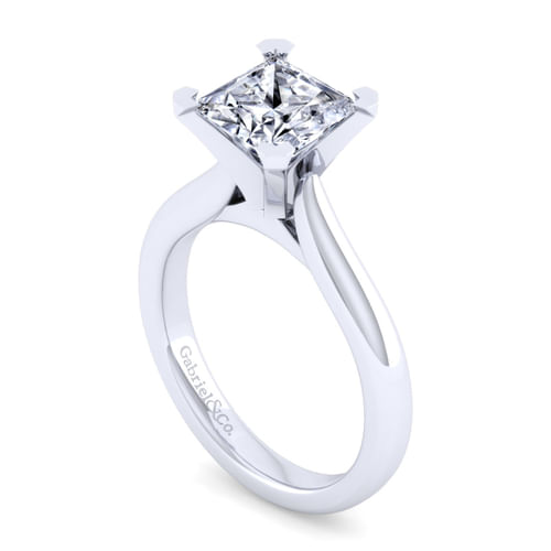 14K White Gold Princess Cut Diamond Engagement Ring