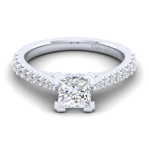 14K White Gold Princess Cut Diamond Engagement Ring