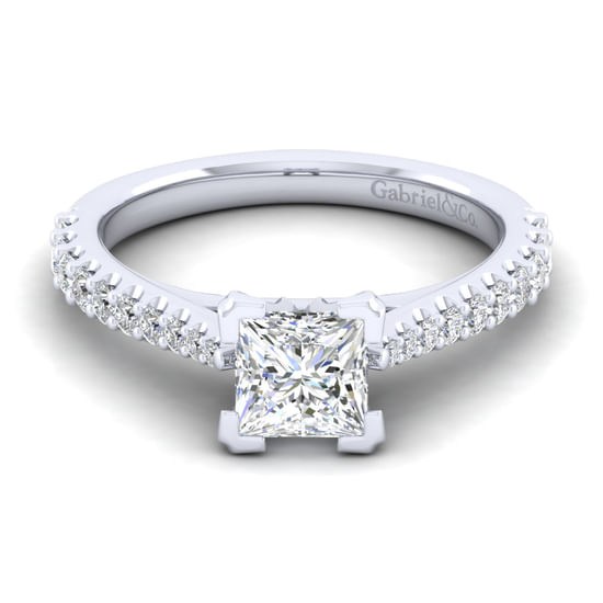 Gabriel - 14K White Gold Princess Cut Diamond Engagement Ring