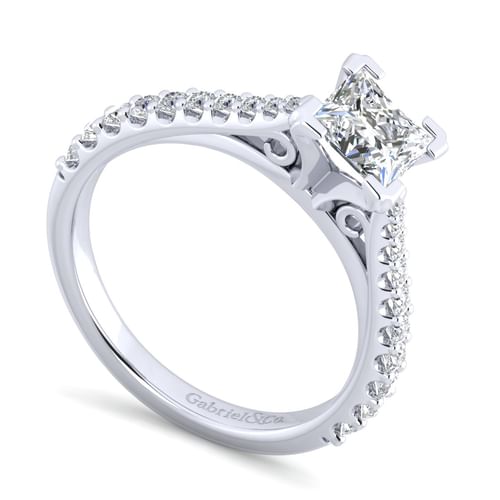 14K White Gold Princess Cut Diamond Engagement Ring