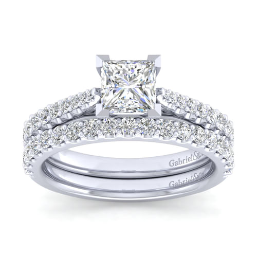 14K White Gold Princess Cut Diamond Engagement Ring