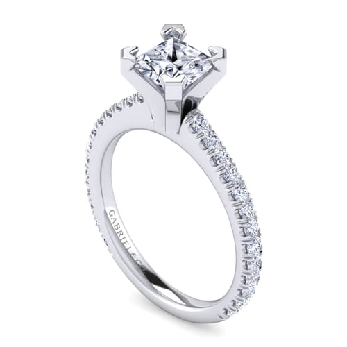 14K White Gold Princess Cut Diamond Engagement Ring
