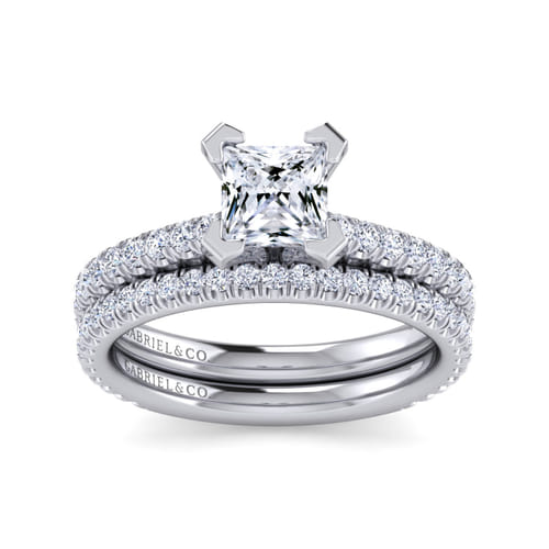 14K White Gold Princess Cut Diamond Engagement Ring