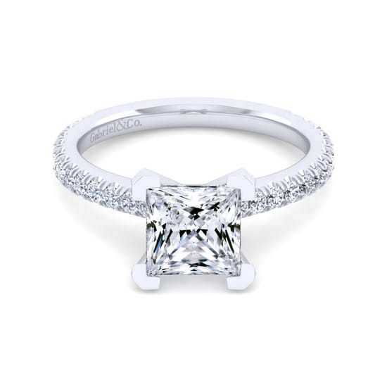 Gabriel - 14K White Gold Princess Cut Diamond Engagement Ring