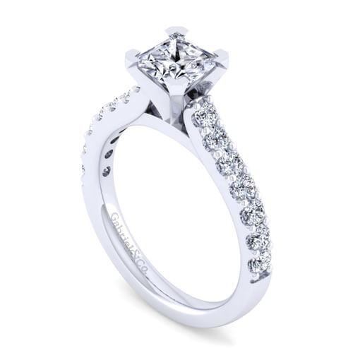 14K White Gold Princess Cut Diamond Engagement Ring