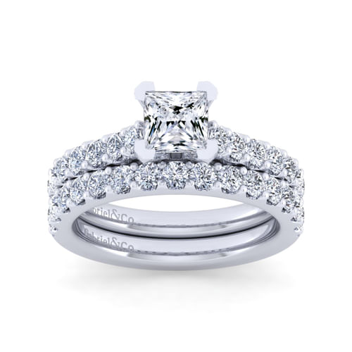 14K White Gold Princess Cut Diamond Engagement Ring