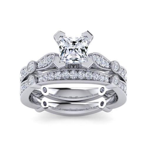 14K White Gold Princess Cut Diamond Engagement Ring