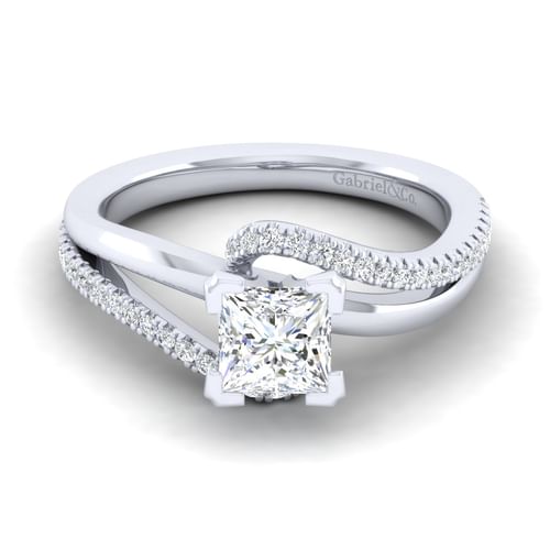 14K White Gold Princess Cut Diamond Engagement Ring