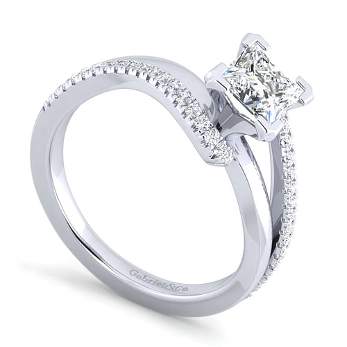 14K White Gold Princess Cut Diamond Engagement Ring