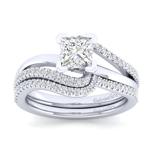 14K White Gold Princess Cut Diamond Engagement Ring