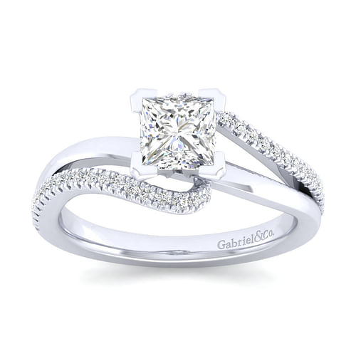 14K White Gold Princess Cut Diamond Engagement Ring