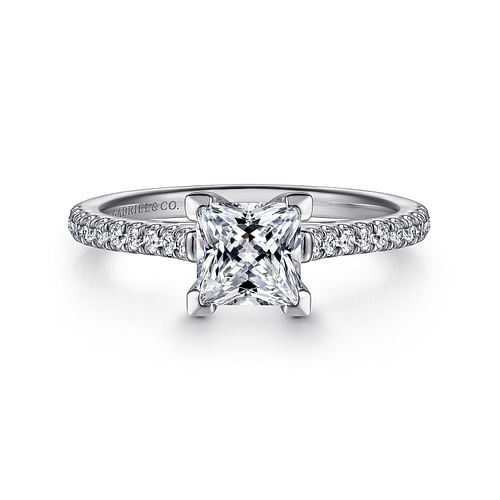 14K White Gold Princess Cut Diamond Engagement Ring