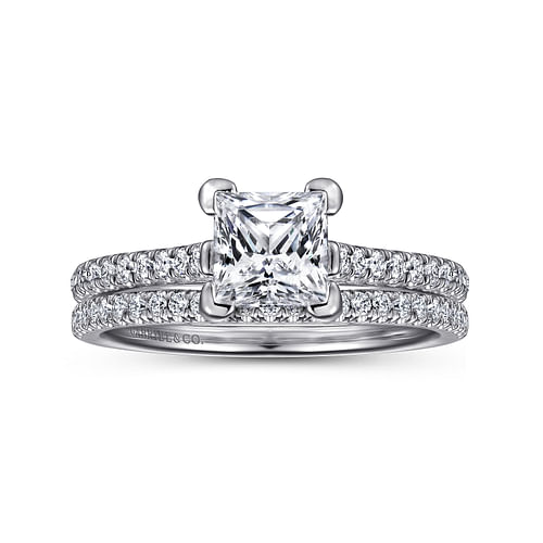 14K White Gold Princess Cut Diamond Engagement Ring