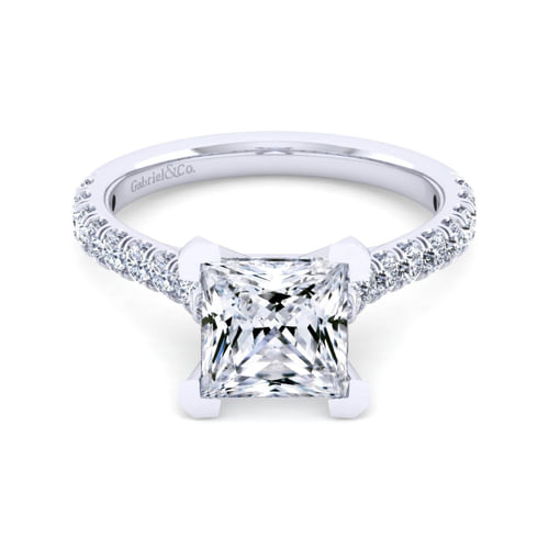 14K White Gold Princess Cut Diamond Engagement Ring