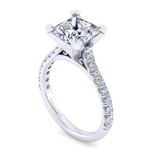 14K White Gold Princess Cut Diamond Engagement Ring