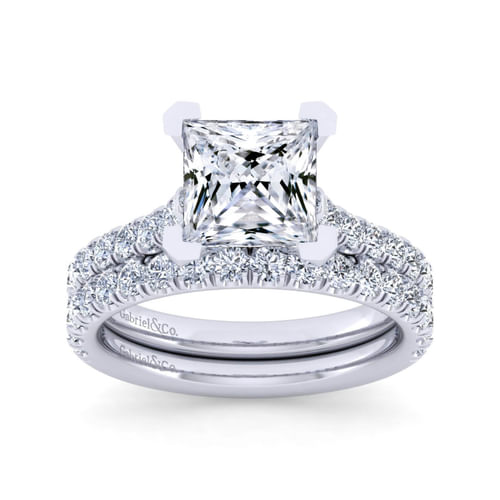 14K White Gold Princess Cut Diamond Engagement Ring