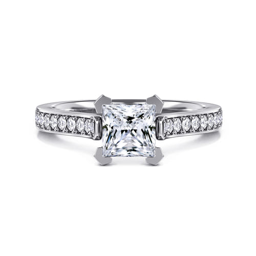 14K White Gold Princess Cut Diamond Engagement Ring