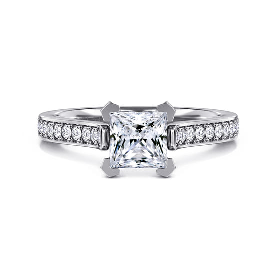 Gabriel - 14K White Gold Princess Cut Diamond Engagement Ring