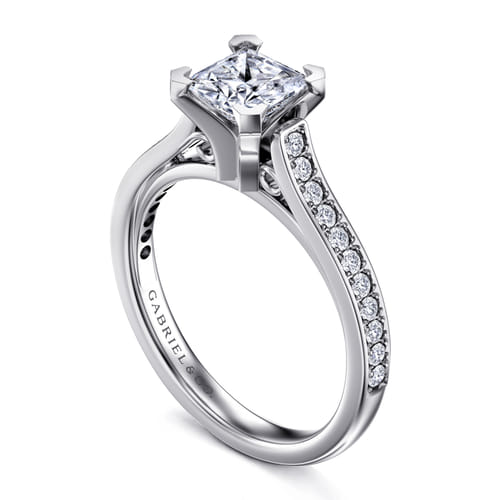 14K White Gold Princess Cut Diamond Engagement Ring
