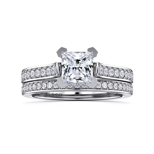14K White Gold Princess Cut Diamond Engagement Ring