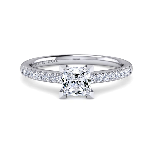 14K White Gold Princess Cut Diamond Engagement Ring