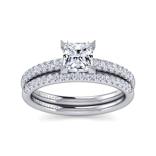 14K White Gold Princess Cut Diamond Engagement Ring