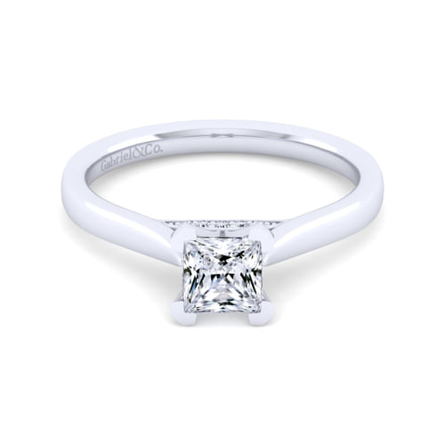 14K White Gold Princess Cut Diamond Engagement Ring