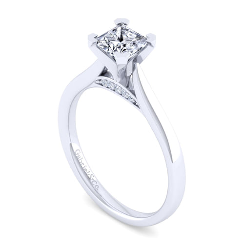 14K White Gold Princess Cut Diamond Engagement Ring
