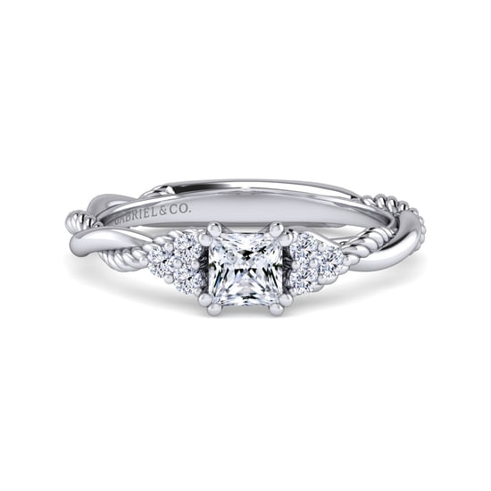 Gabriel - 14K White Gold Princess Cut Diamond Engagement Ring