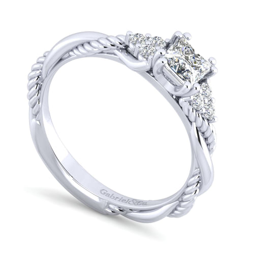 14K White Gold Princess Cut Diamond Engagement Ring