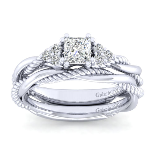 14K White Gold Princess Cut Diamond Engagement Ring