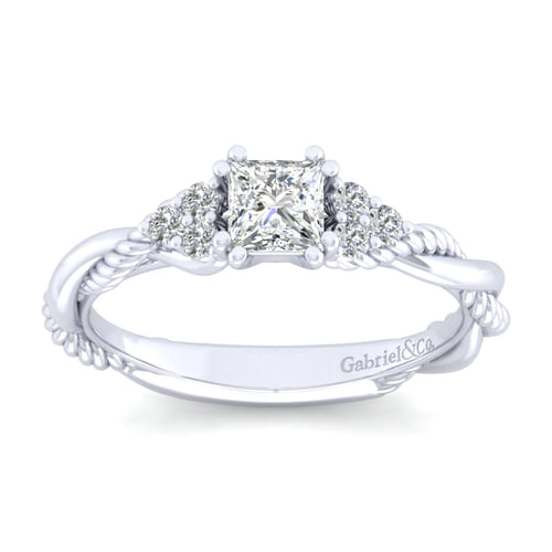 14K White Gold Princess Cut Diamond Engagement Ring