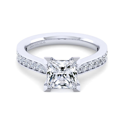 14K White Gold Princess Cut Diamond Engagement Ring