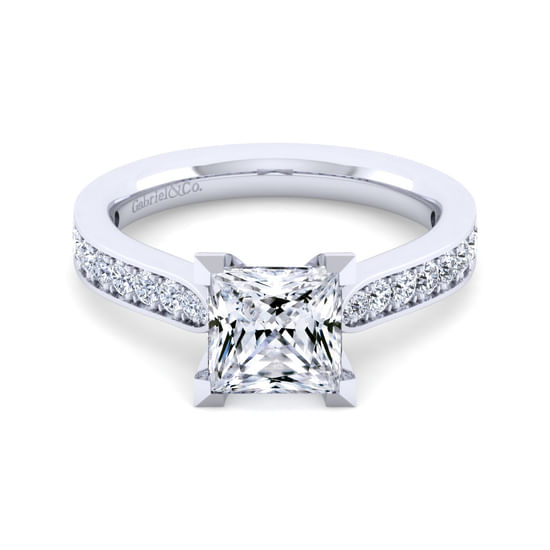 Gabriel - 14K White Gold Princess Cut Diamond Engagement Ring