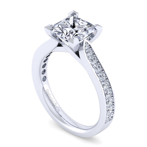 14K White Gold Princess Cut Diamond Engagement Ring