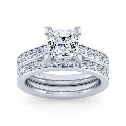14K White Gold Princess Cut Diamond Engagement Ring