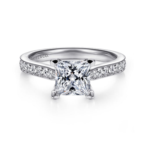 14K White Gold Princess Cut Diamond Engagement Ring