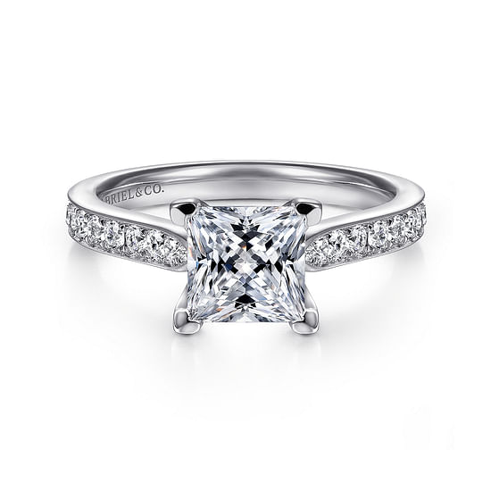 Gabriel - 14K White Gold Princess Cut Diamond Engagement Ring