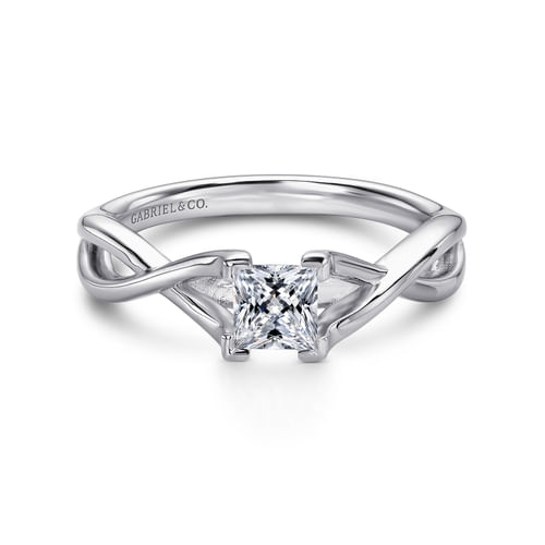 14K White Gold Princess Cut Diamond Engagement Ring