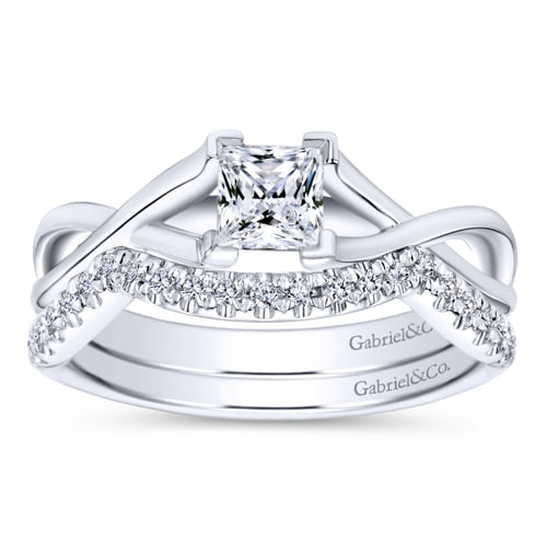 14K White Gold Princess Cut Diamond Engagement Ring