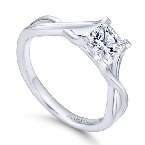 14K White Gold Princess Cut Diamond Engagement Ring