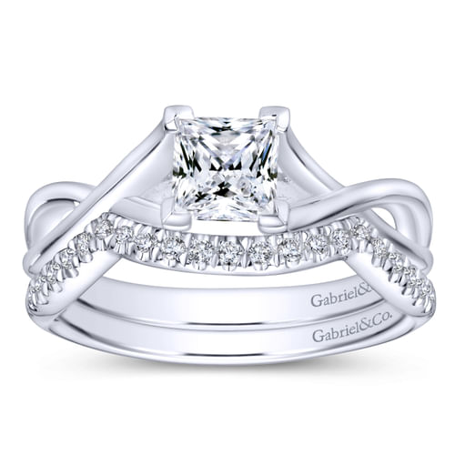 14K White Gold Princess Cut Diamond Engagement Ring