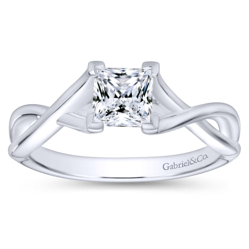 14K White Gold Princess Cut Diamond Engagement Ring