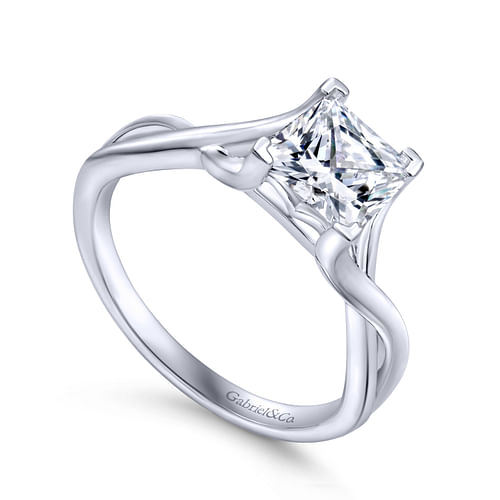 14K White Gold Princess Cut Diamond Engagement Ring